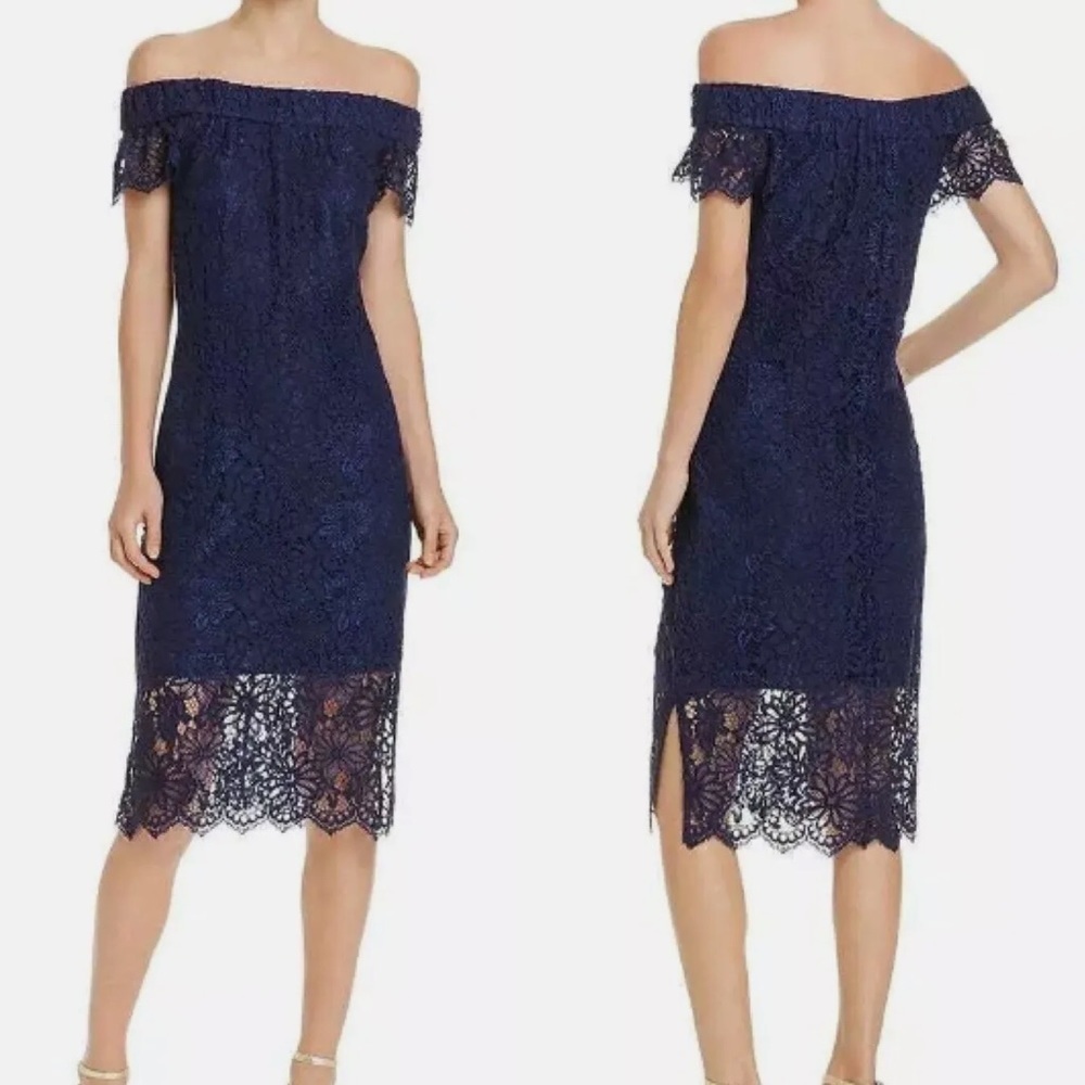 nanette Nanette Lepore Off-the-Shoulder Lace Midi Dress